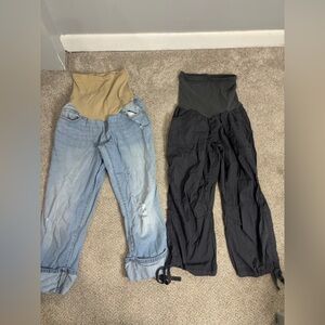 Lot of Maternity full panel pants maternity jeans maternity pants cropped large